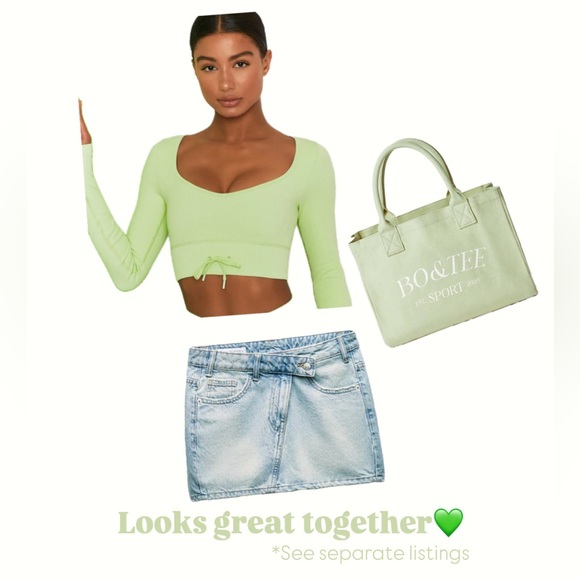 Bo+Tee OH POLLY Sport - Medium Canvas Tote Bag in Lime Green - Picture 7 of 11